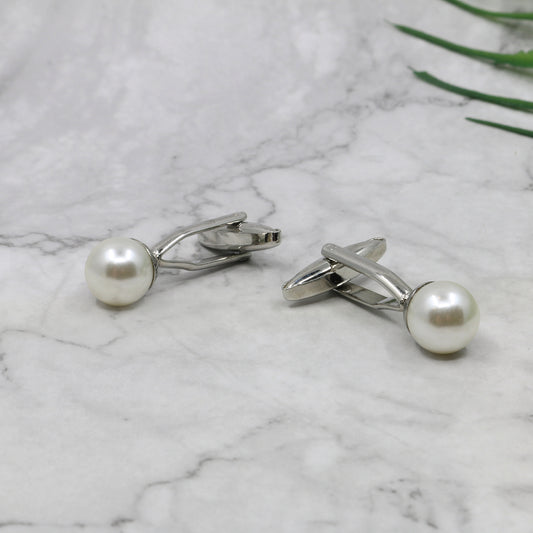 Crystal pearl cufflinks