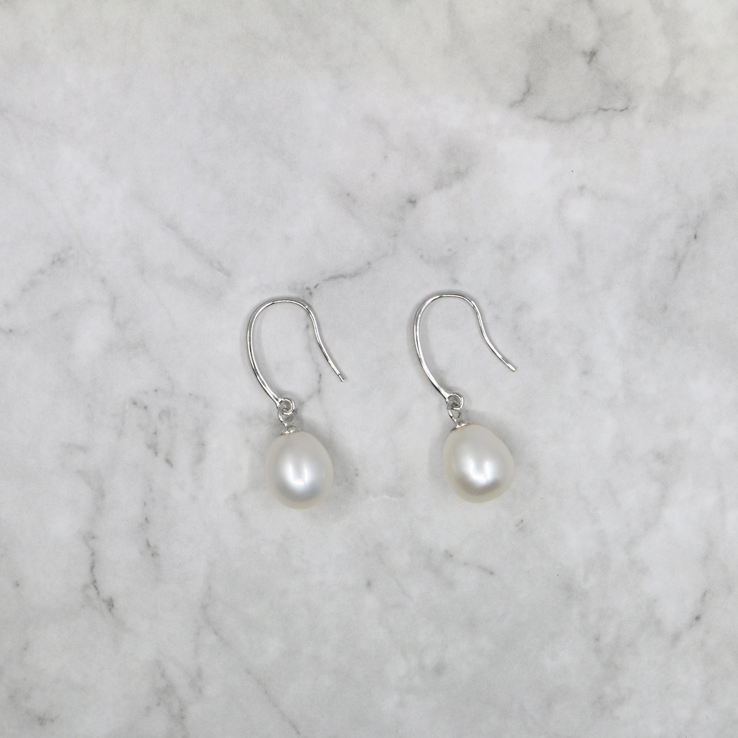 Elegant Pearl Drop Earrings | Rhodium Plated Sterling Silver – Quin & Fern