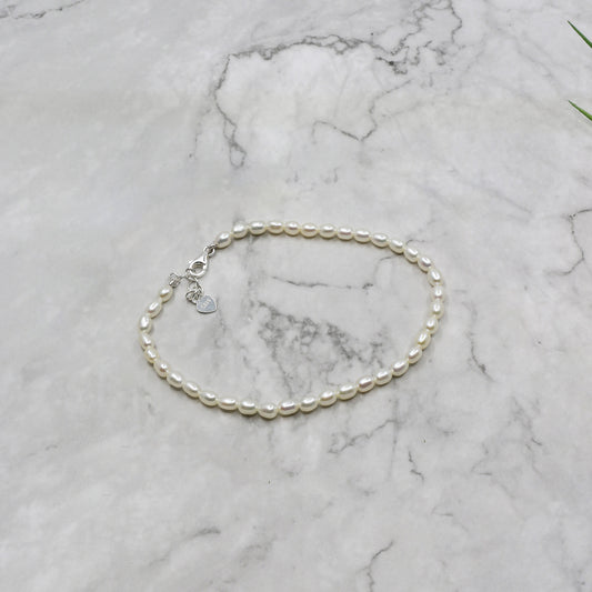 Silver freshwater pearl strand bracelet