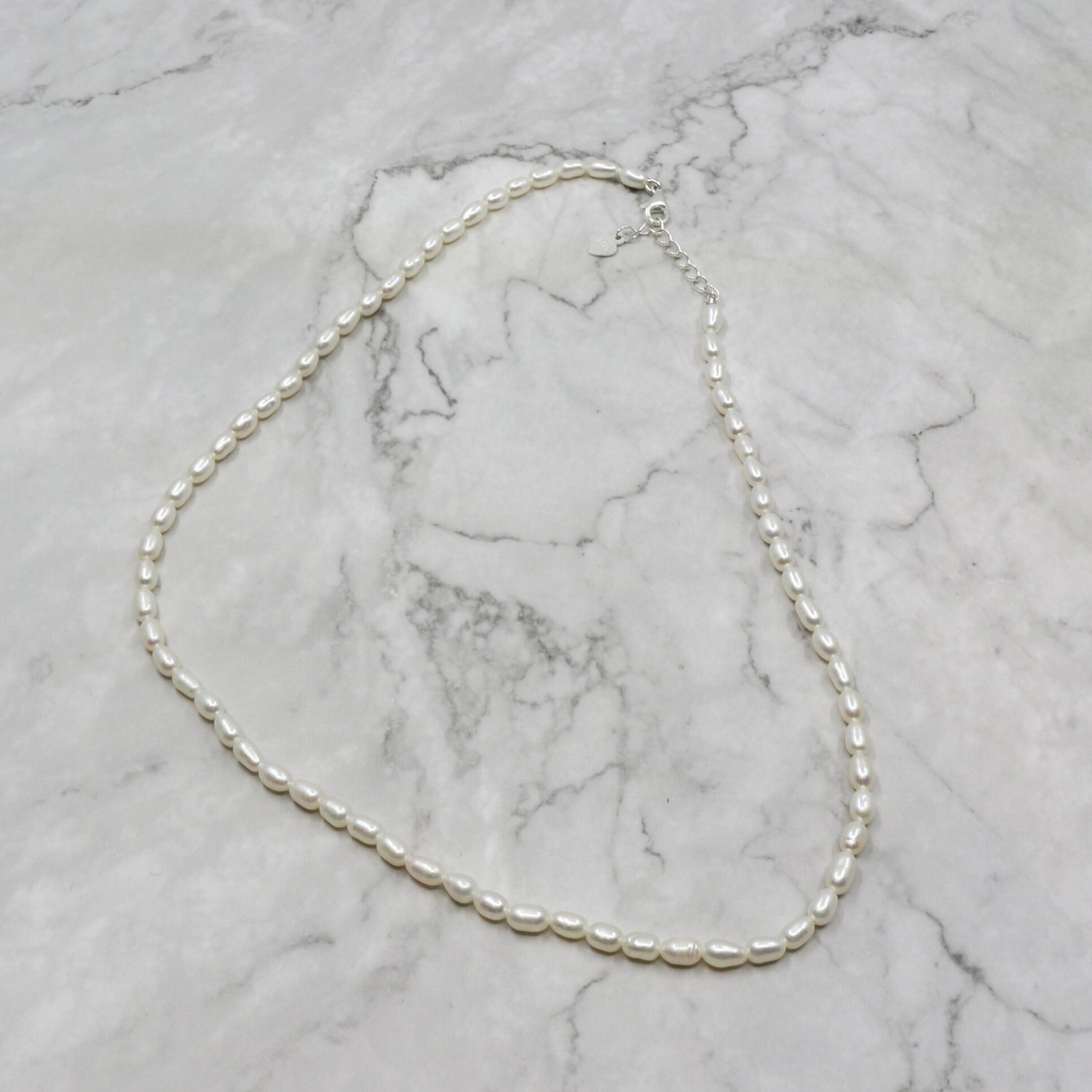 Silver freshwater pearl strand necklace