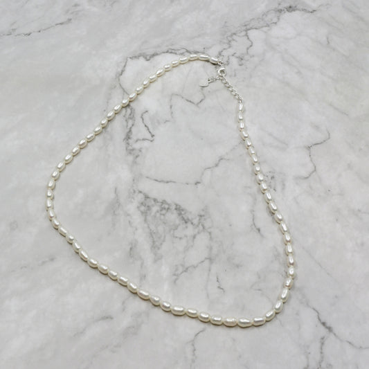 Silver freshwater pearl strand necklace